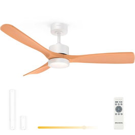 Grunkel SKYSTYLE52 Ventilador de Techo, 132 cm, 3 Aspas, Madera y Blanco